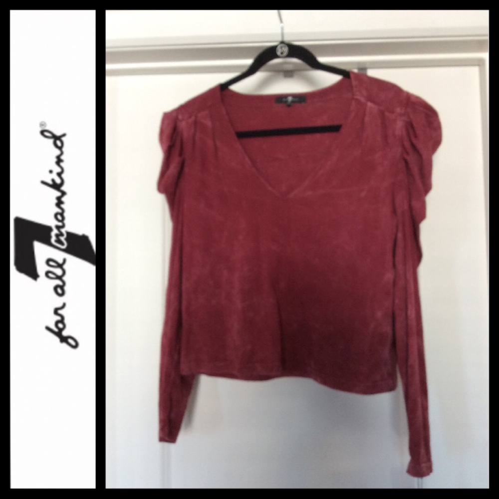 NWT 7FAM Puff-Shoulder Tie Dye Top